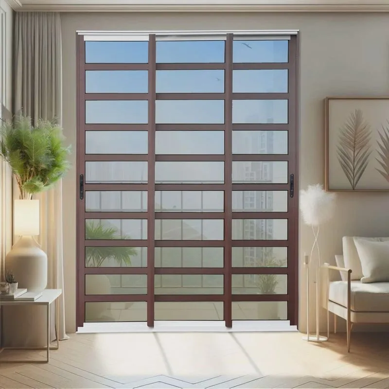 Porta de Correr com Travessas 3 Folhas Moveis Sequenciais 210 X 180 Elite com Fecho Automático
