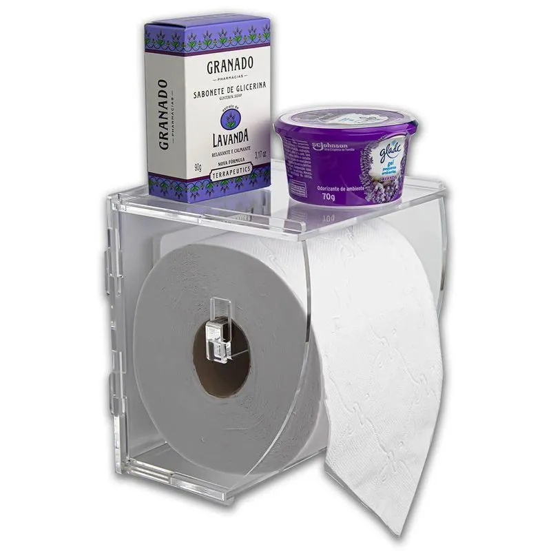 Suporte Porta Papel Higiênico De Parede Acrílico Transparente Premium Suporte Papeleira Banheiro