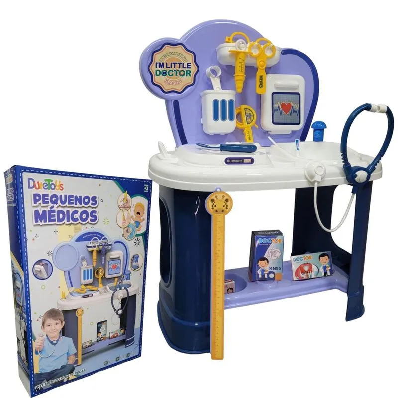 Kit Médico Brinquedo Educativo Crianças 17 Acessórios - Azul