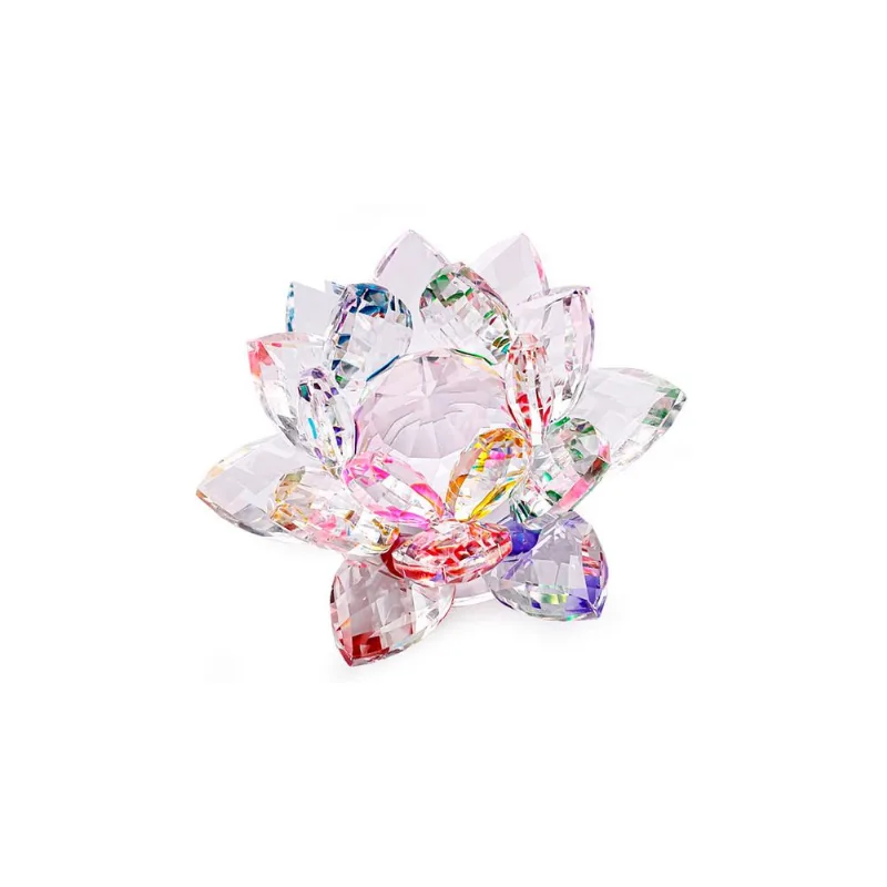 Enfeite Decoração De Cristal Vidro Flor De Lotus Para Sala Quarto Cristaleira Pequeno 8cm