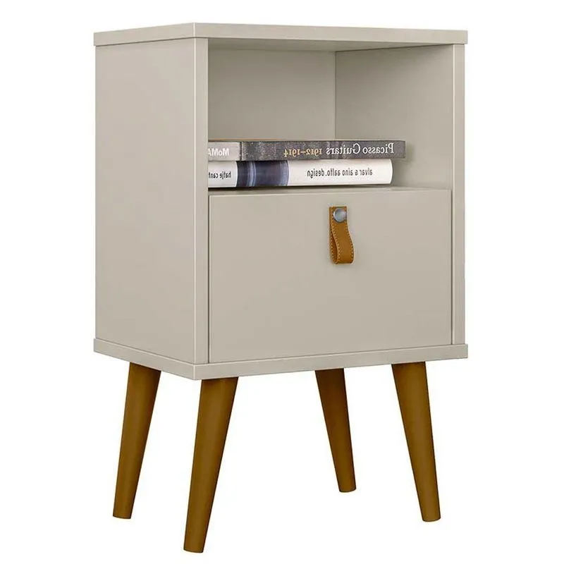 Mesa De Cabeceira Pés Palito 1 Gaveta Bozzi L06 Off White