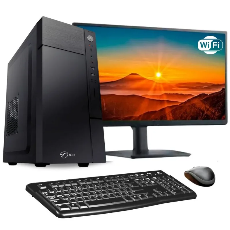 Computador Completo Tob Intel Core I3 Com Rede Sem Fio Ssd 240gb 8gb Windows 10 Pro Trial + Teclado E Mouse + Monitor 21