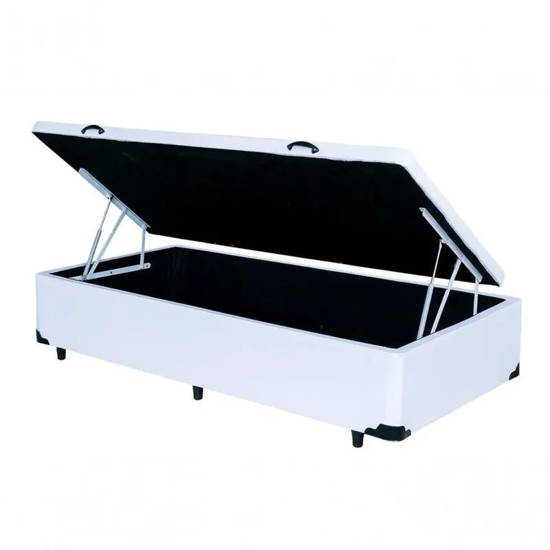 Cama Box Baú Solteiro 88 - Bello Box Tecido Sintético Branco