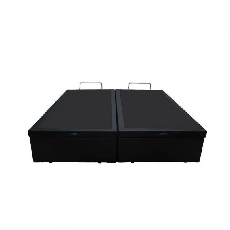 Cama Box Baú Casal 138 Bipartido Bello Box - Tecido Sintético Preto