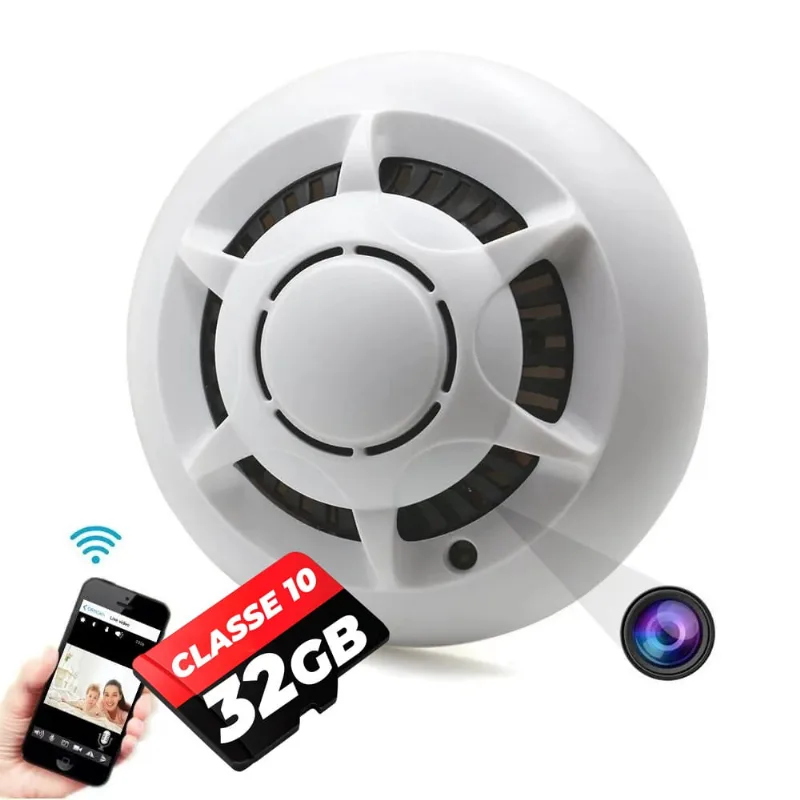 Câmera De Segurança em Formato de Detector Fumaça Wi-fi Teto 1080p Filmadora Escondida Z11 + Cartão de 32gb