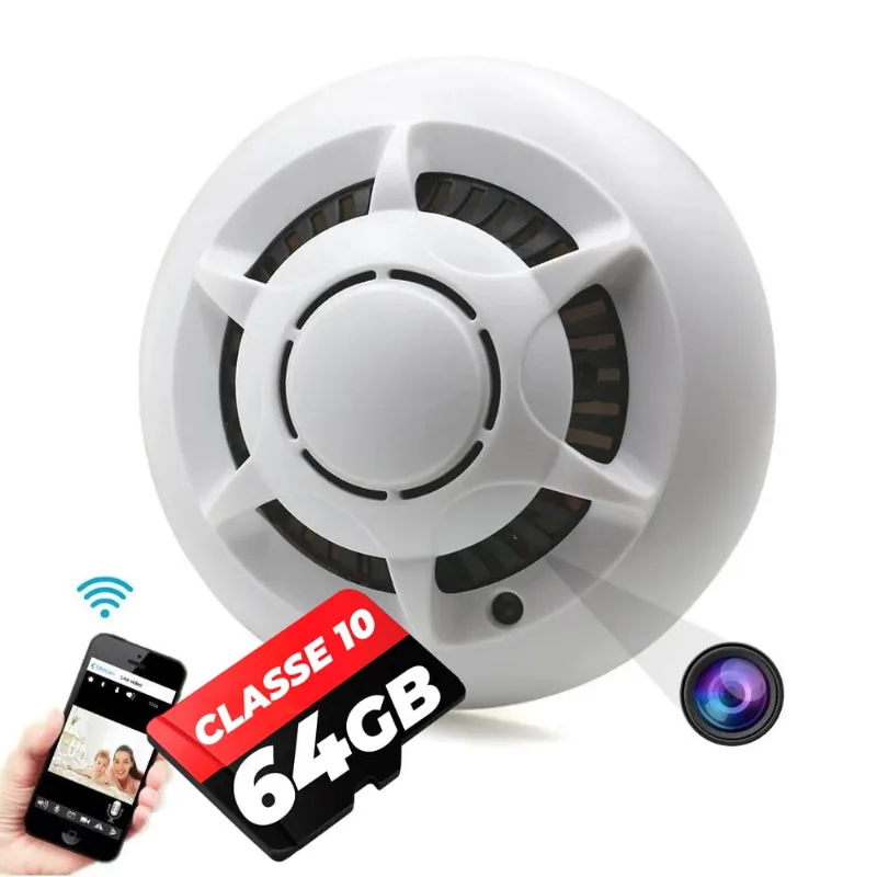 Câmera De Segurança em Formato de Detector Fumaça Wi-fi Teto 1080p Filmadora Escondida Z11 + Cartão de 64gb