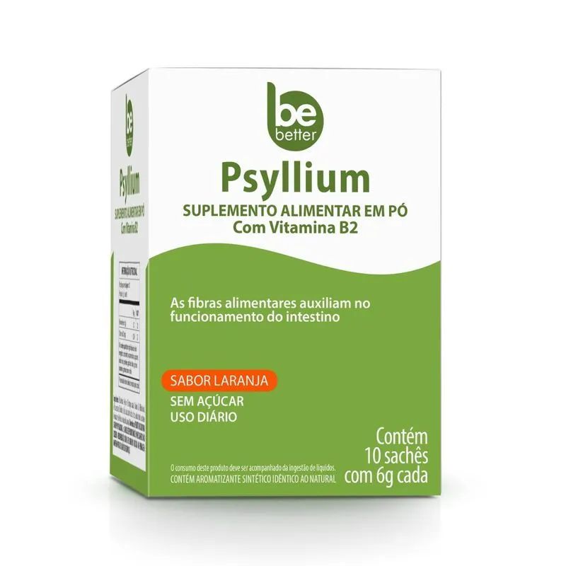 Suplemento Alimentar Psyllium Be Better Sabor Laranja 10 Sachês 6g