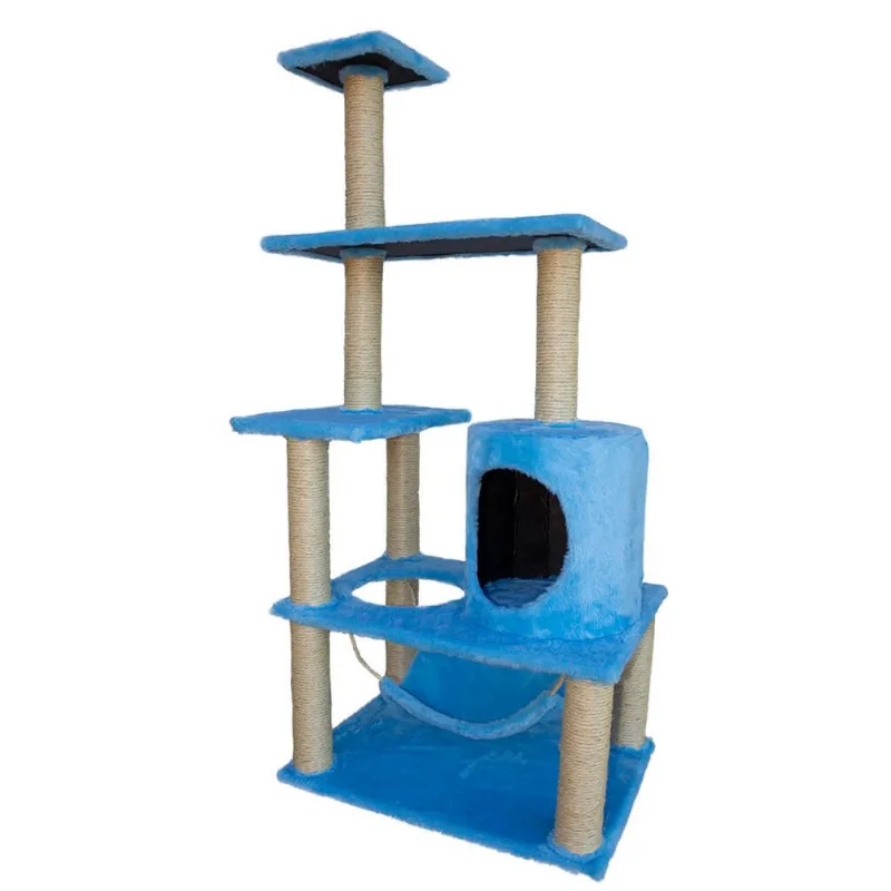 Casa para Gatos Modelo Torre com Rede Azul Lilies Móveis
