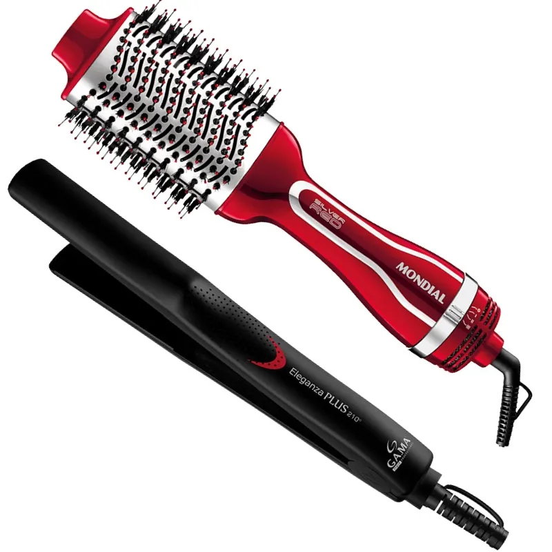 Kit Chapinha Prancha Alisadora gama + Escova Secador Modelador 127V ES-07 mondial