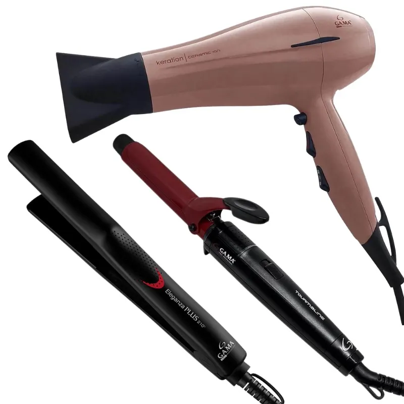 Kit gama Secador 2000w 110V + Chapinha Prancha + Modelador de Cachos