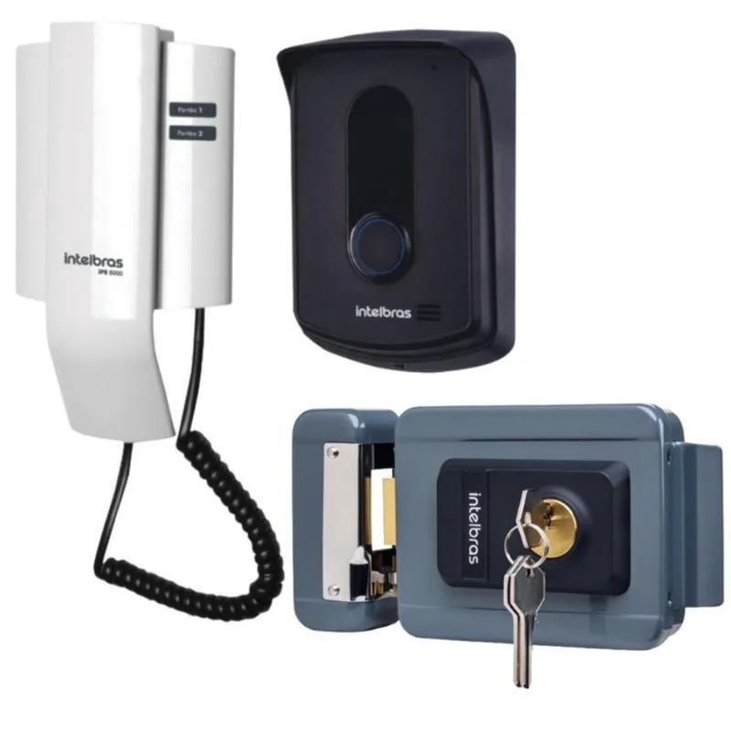 Kit 1 Porteiro Interfone Ipr8010 + 1 Fechadura Fx2000 Cinza