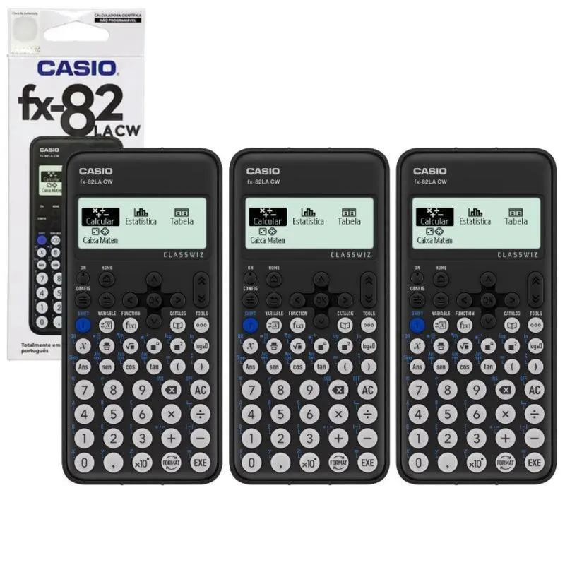 Kit 3X Calculadora Científica Casio Fx-82Lacw Classwiz