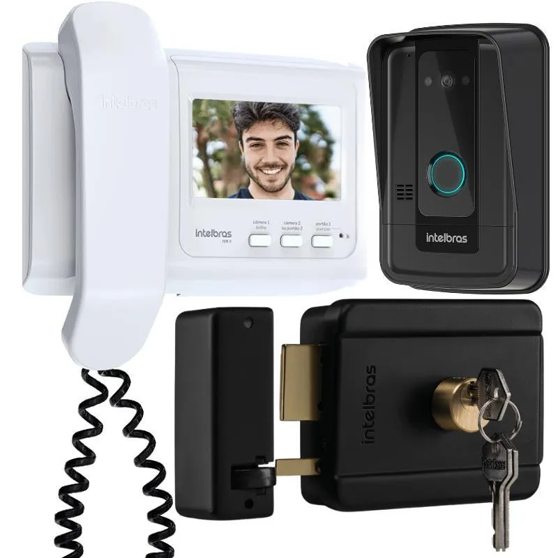 Kit 1 Vídeo Porteiro Ivr 4 + 1 Fechadura Fx500 Intelbras