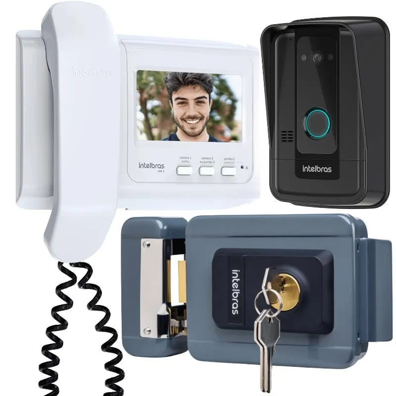 Kit 1 Vídeo Porteiro Ivr4 +1 Fechadura Fx1500 Cinz Intelbras