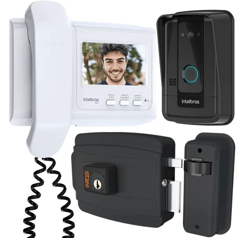 Kit 1 Vídeo Porteiro Interfone Ivr 4 Intelbras + 1 Fechadura Stam Ivr4