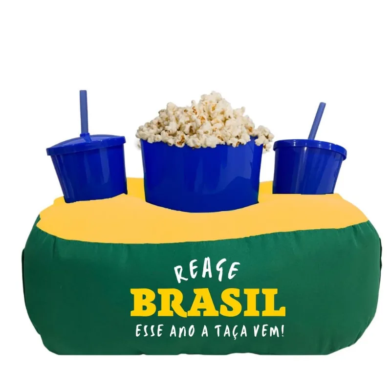 Almofada Porta Pipoca Verde E Amarela Reage Brasil