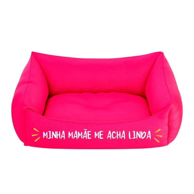 Cama Pet Cachorro Gato M 57x37cm Rosa Mamãe Me Acha Linda