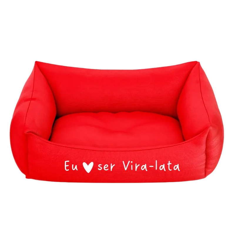 Cama Pet Cachorro Gato M 57x37cm Vermelha Amo Ser Vira-lata