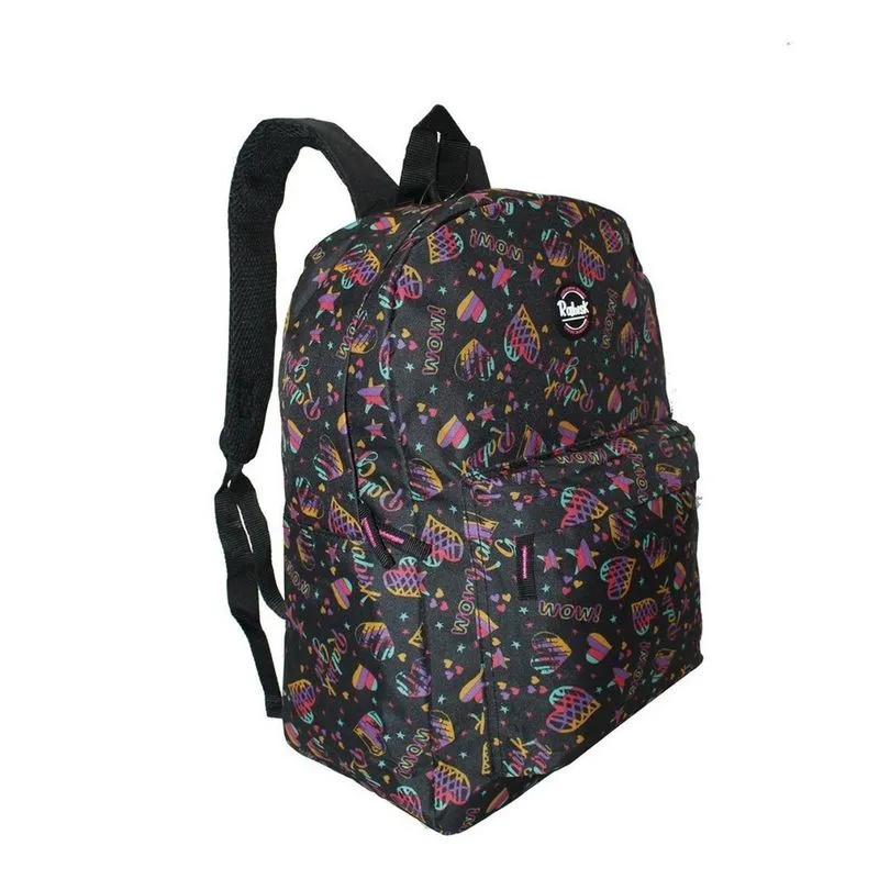 Mochila Coração Feminina Rabisk Costas Preta Cores