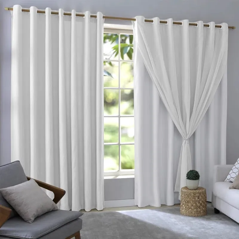 Cortina Blackout Com Voil 280x230 Corta Luz pvc Sala/Quarto