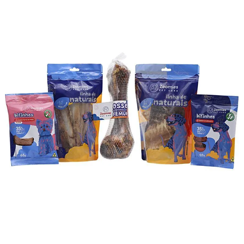 Kit Petiscos Para Cães Zoomies 7 (ossos, Recorte E Bifinhos)