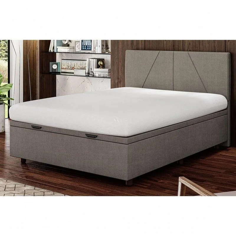 Base Cama Box Baú Casal Linho Skybox Marrom
