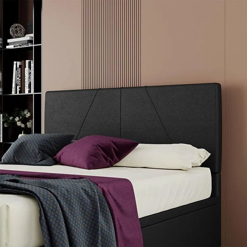 Cabeceira Estofada Casal Queen Size 160 Cm Júpiter Corino Skybox Preto