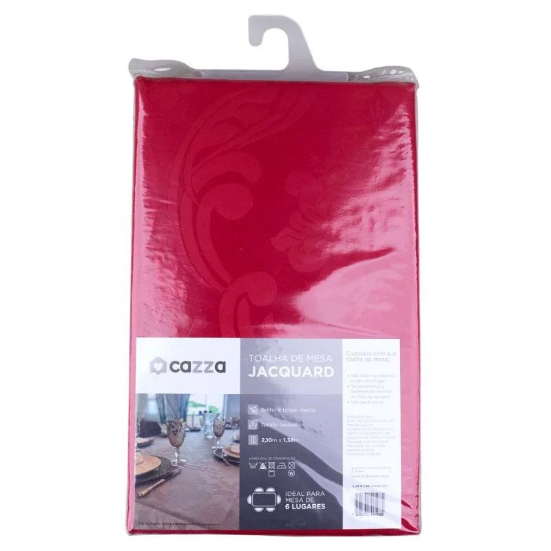 Toalha de Mesa Menegatti 210x138 Jacquard Inglês Vermelho Cazza