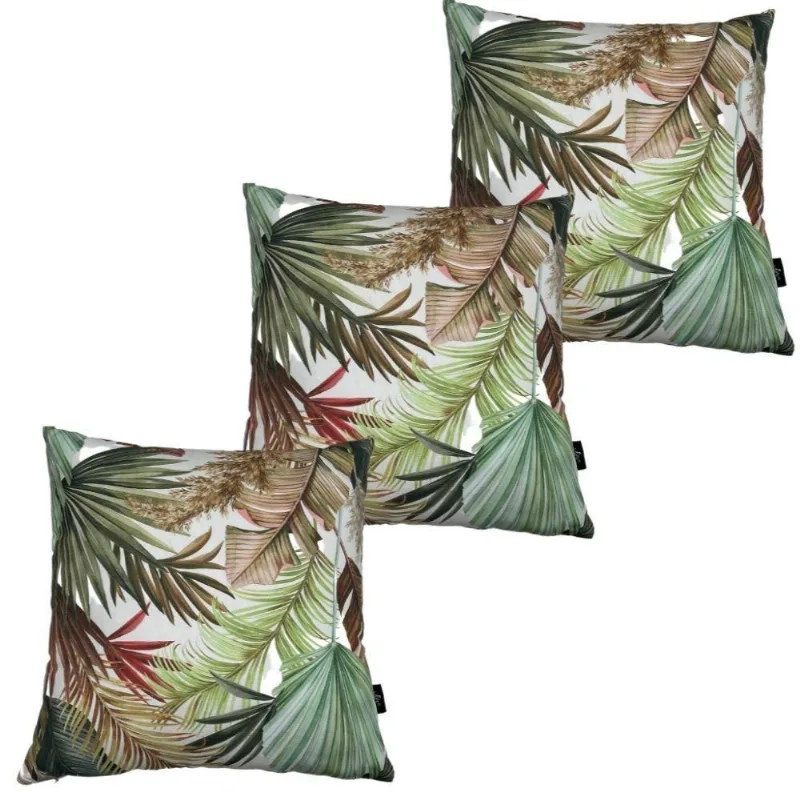 Almofadas Cheias Impermeável Estampa Digital Kit 3 43Cmx43Cm Folhagens