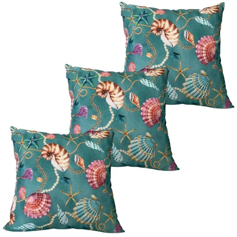 Kit 3 Capas De Almofada Impermeável Estampa Digital 43cmx43cm havana - Fundo Do Mar