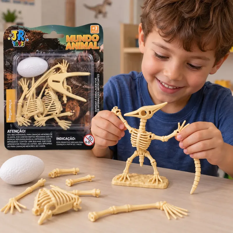 Brinquedo Mundo Animal Esqueleto para Montar com Ovo JR Toys