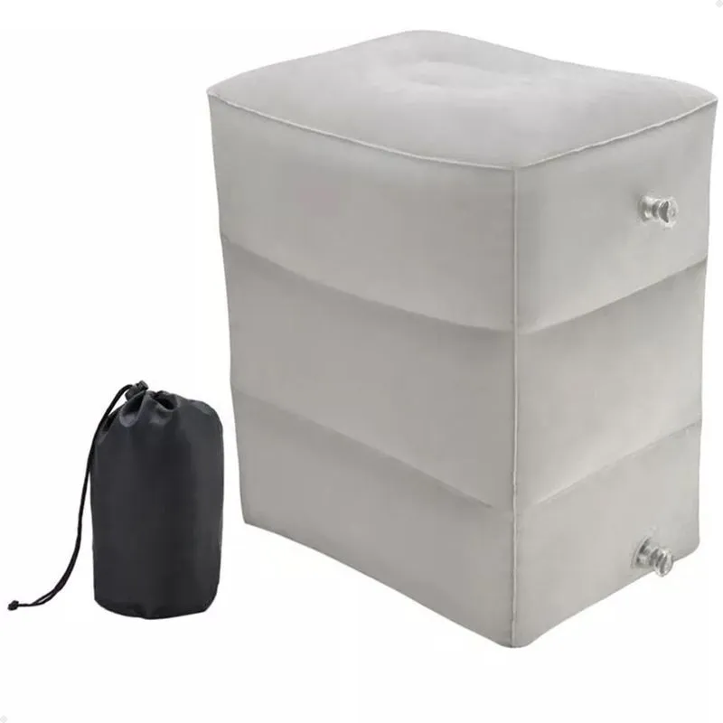 Almofada Inflável Lorben Pvc Aveludado Cinza 43x38x25cm
