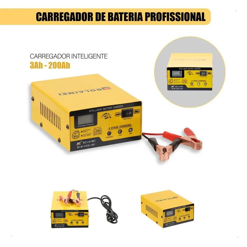 Carregador Bateria Digital15a 6v 12v 24v Bivolt