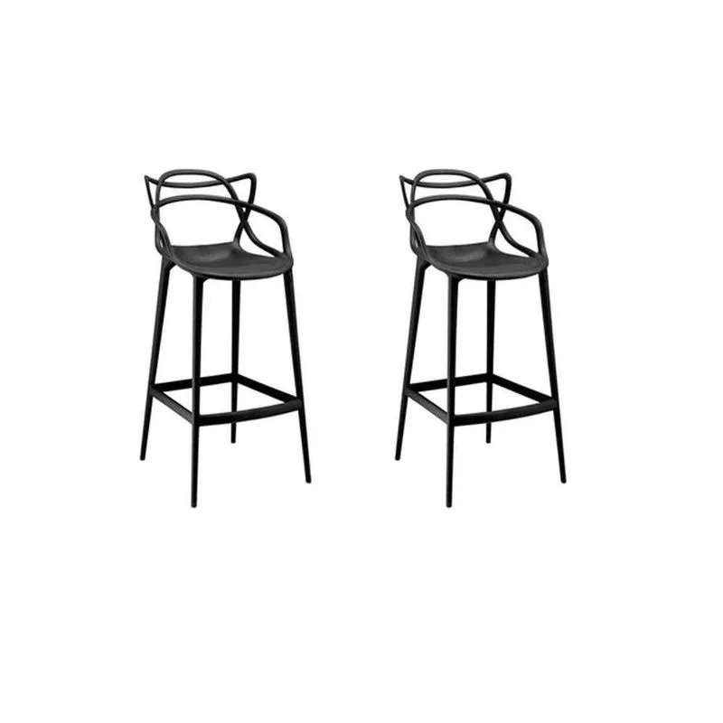 Conjunto C/2 Banqueta Allegra Alta Master Preta Cozinha Americana Balcão Polipropileno