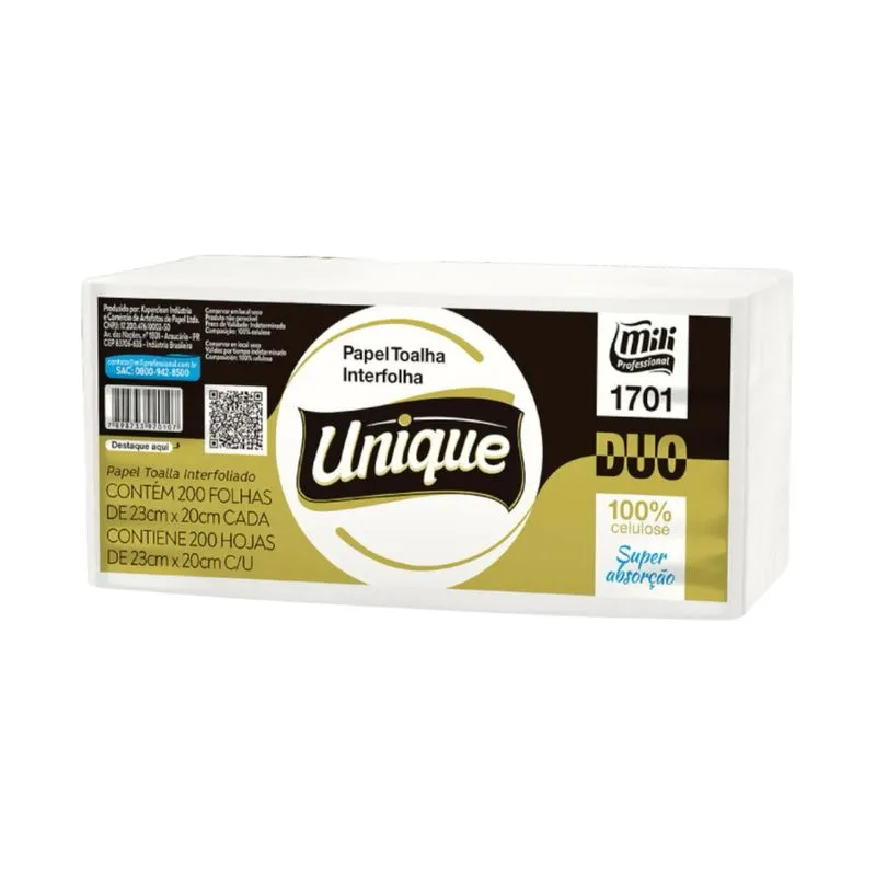 Papel Toalha Interfolha 23x20 100% Celulose 1701 Mili - 200FLS