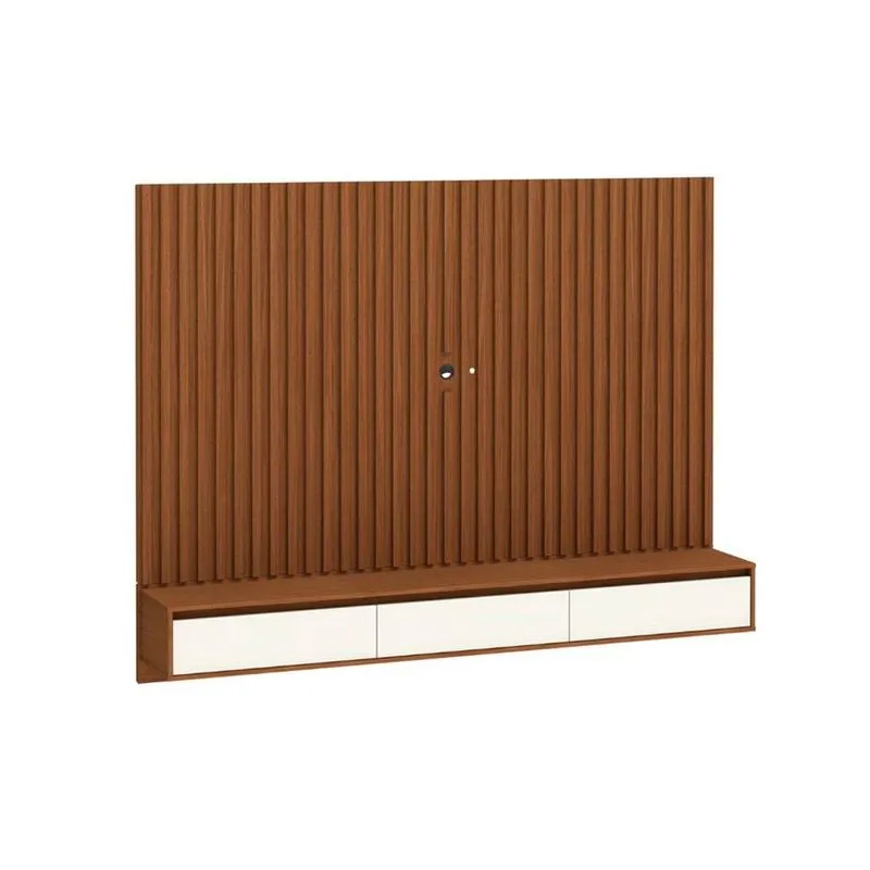 Painel para TV até 75 Polegadas Aden 3 pt Natural e Off White 217 cm