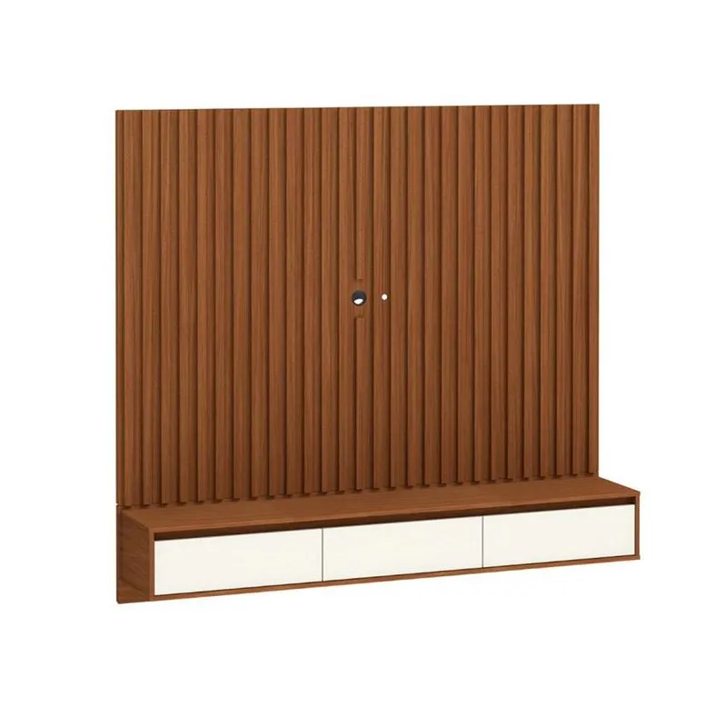 Painel para TV até 75 Polegadas Aden 3 pt Natural e Off White 182 cm
