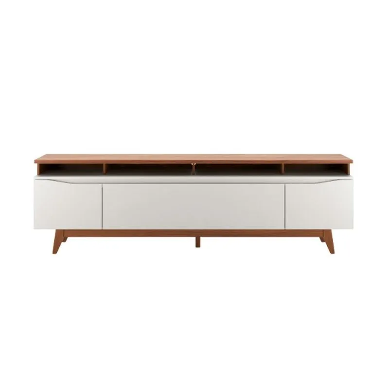 Rack para TV até 75 Polegadas Flynt 3 PT Off White e Canela 220 cm