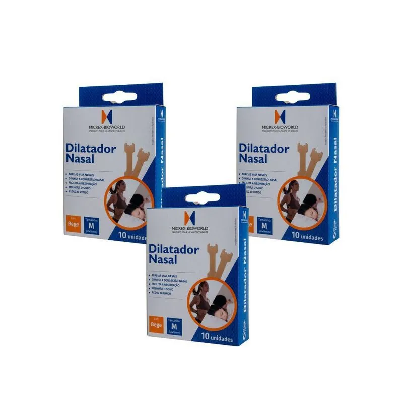 Kit 3 Fita Dilatador Nasal Tamanho M 10 Unidades