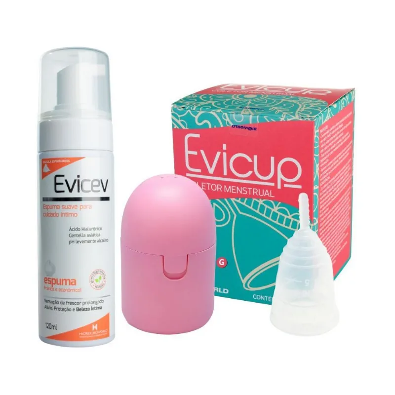 Kit Coletor Menstrual Evicup G + Caixinha Esterilizadora +