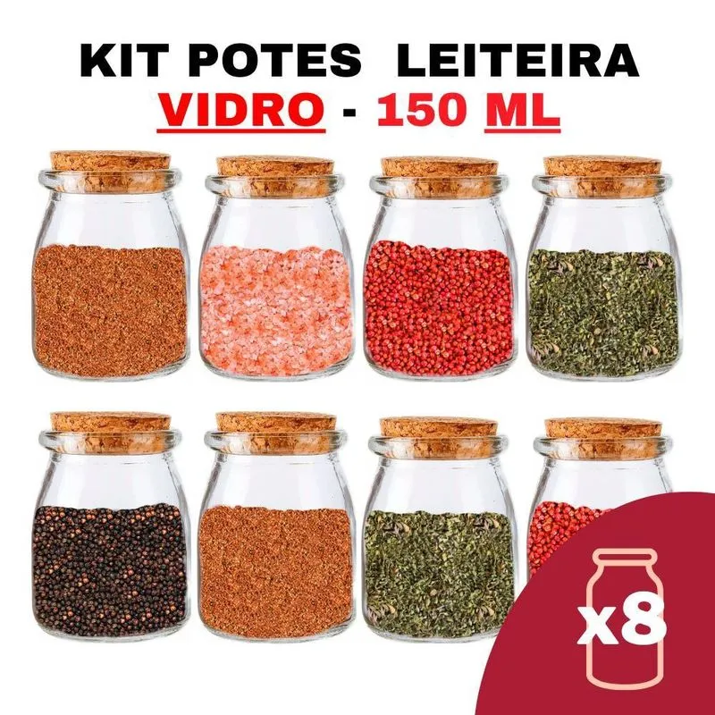Kit Potes De Temperos E Condimentos Leiteira Grande 150Ml