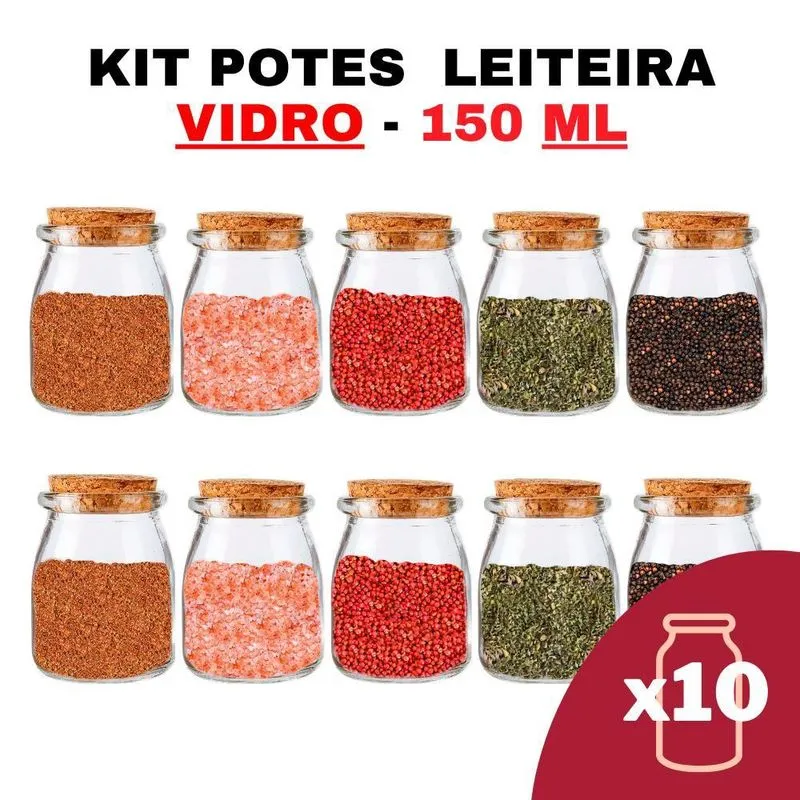Kit Potes De Temperos E Condimentos Leiteira Grande 150Ml