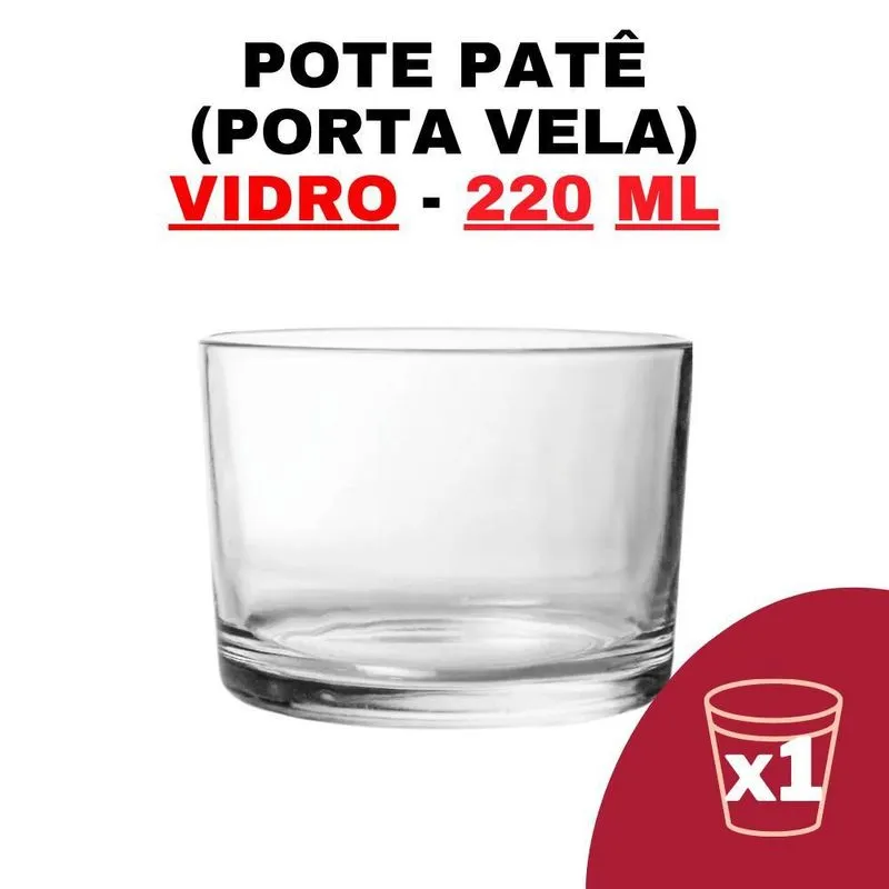 Kit Potes De Vidro Transparente Patê s/ Tampa 220Ml
