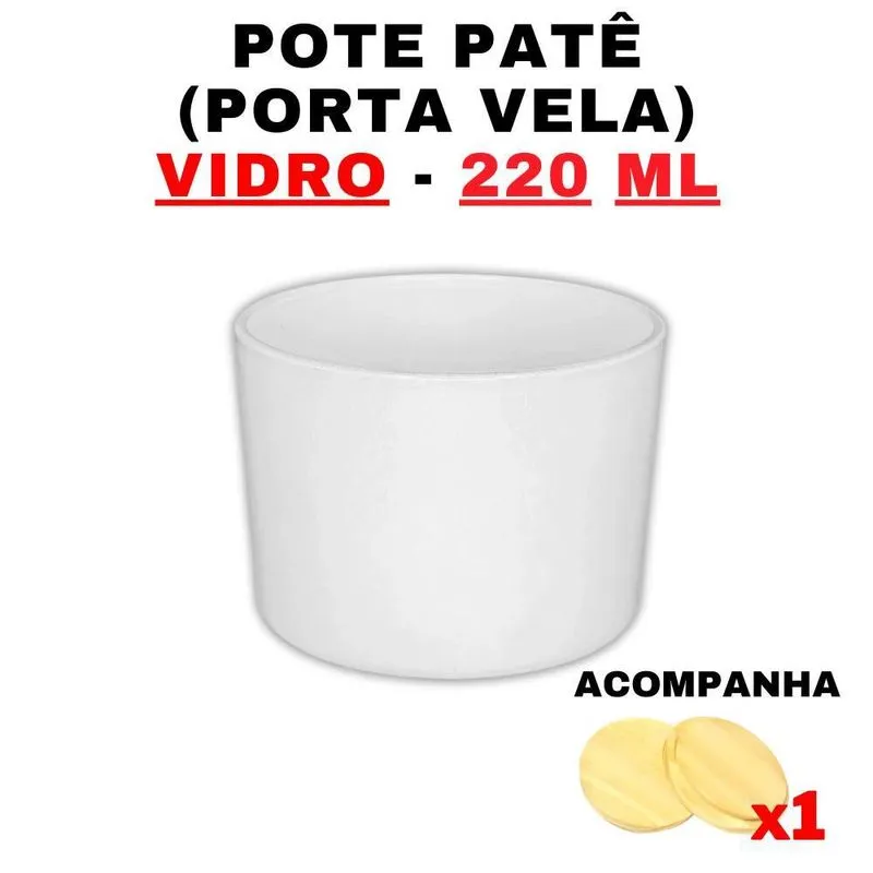 Kit Potes De Vidro Patê Jateado Branco C/Tampa 220Ml
