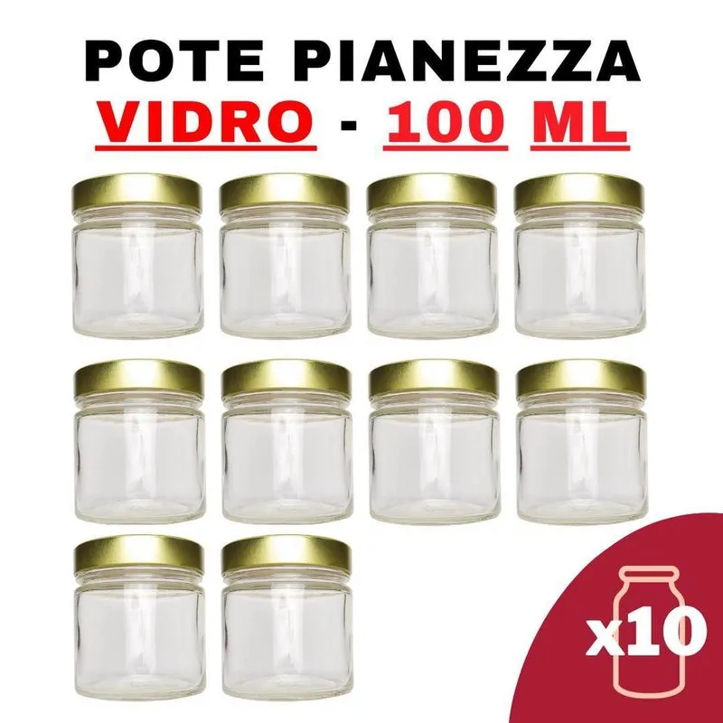 Kit Potes Vidro Pianezza Pote Vidro Alto Pianezza 100Ml