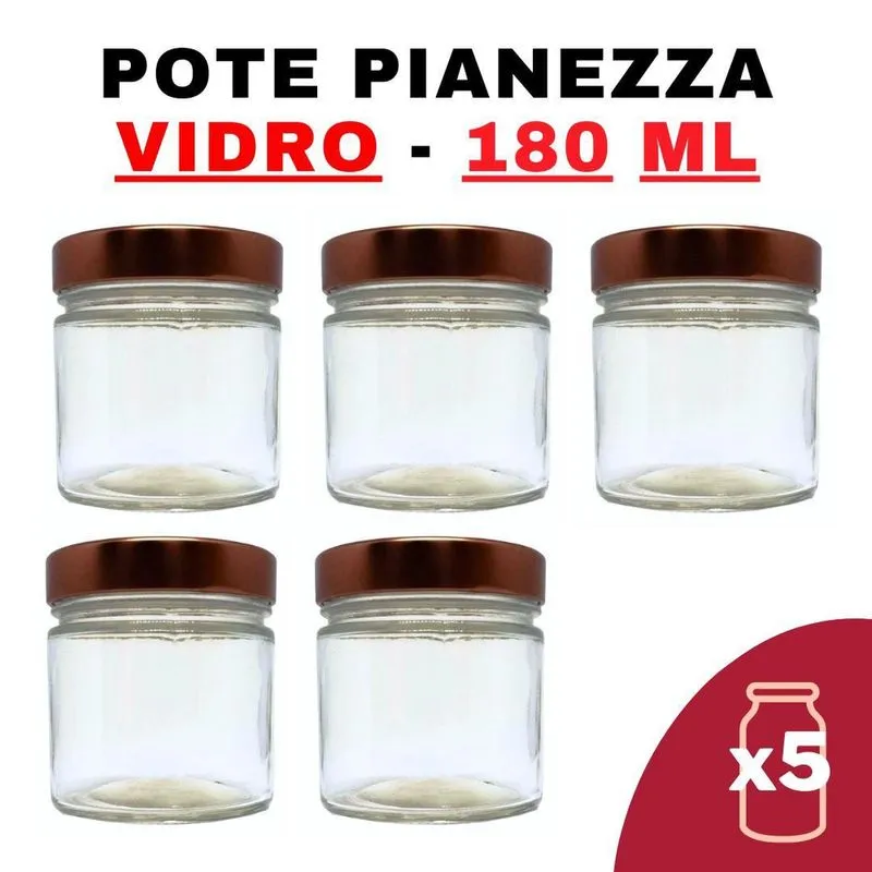 Kit Potes De Vidro Pianezza C/Tampa Bronze 180Ml
