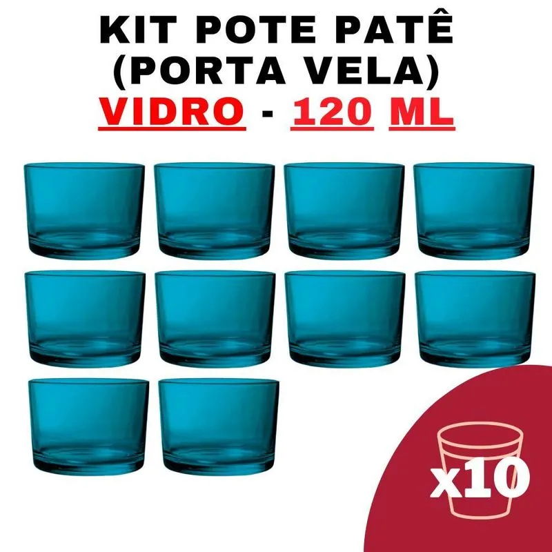 Kit Potes Vidro Patê Ciano 120ml (10 Unidades)