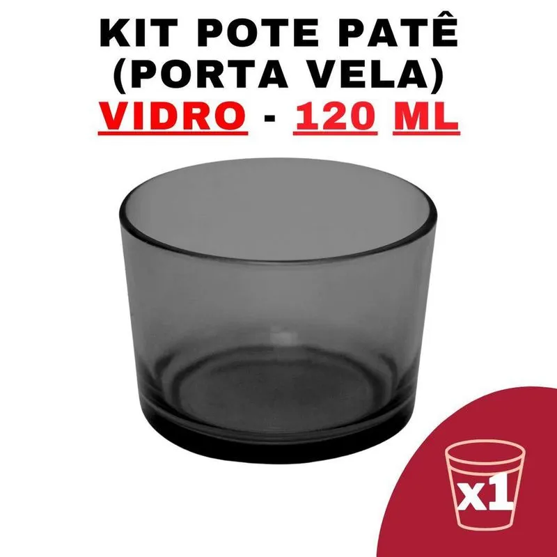 Kit Potes de Vidro Patê Preto Translúcido 120ml