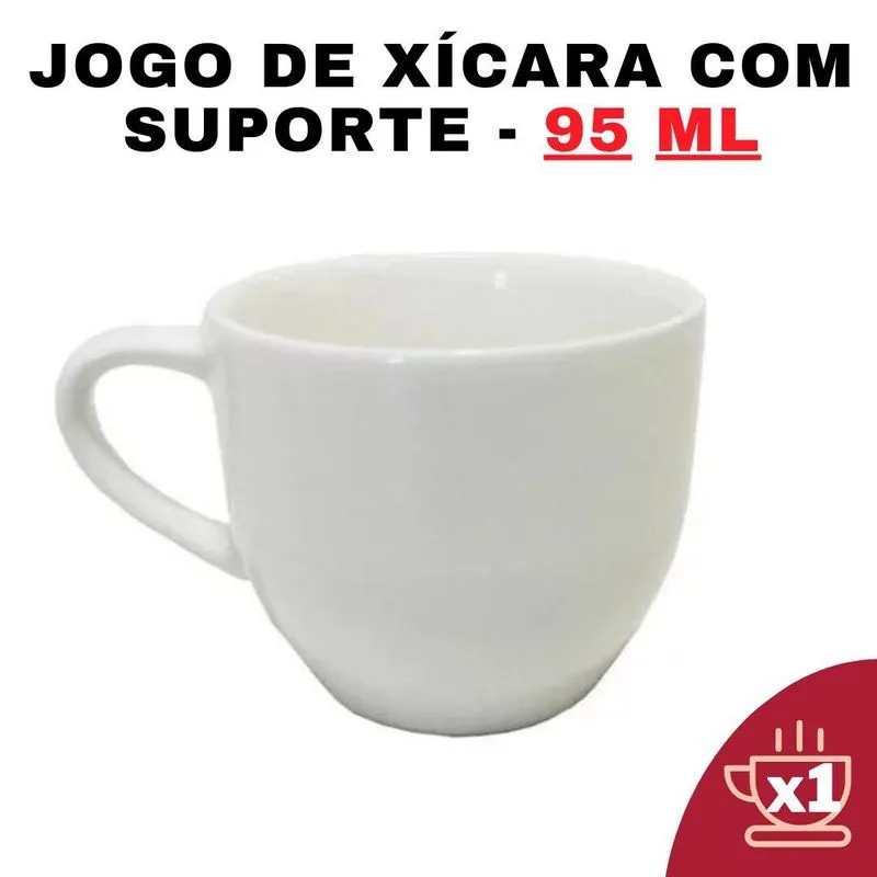 Kit 6 Xícaras Em Porcelana Branca 95ml Jogo De Chá E Café
