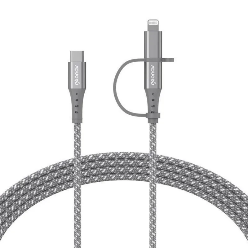 Cabo 2 In 1 Usb-C + Lightninig + Geonav 1,5 M